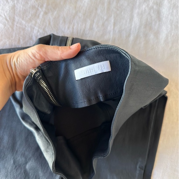 SABLYN Jessica Leather Zipper Pants in Navy Blue Size Small - Picture 8 of 13